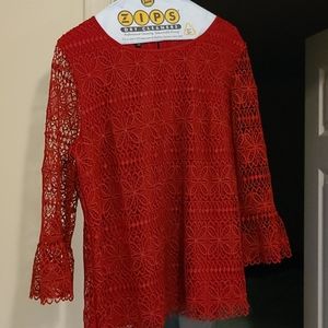 Talbots Red Lace Blouse - Never Worn